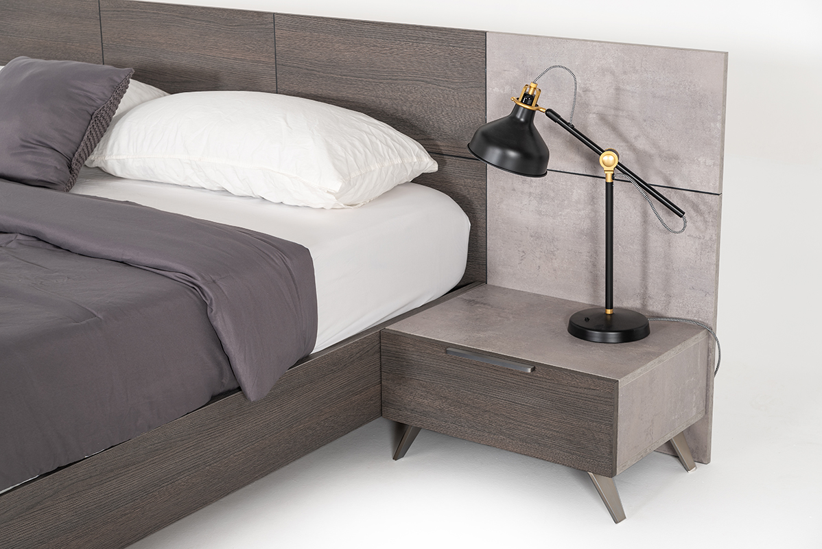 Bronx Italian Modern Faux Concrete & Grey Bed - Image 2