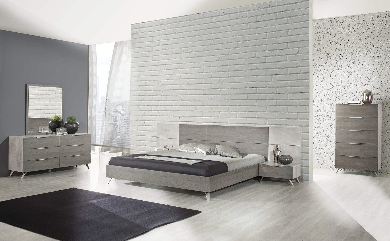 Bronx Italian Modern Faux Concrete & Grey Bed - Image 5