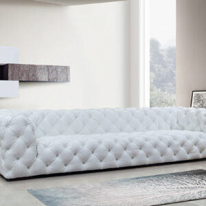 Dexter Transitional White Full Italian Leather Sofa