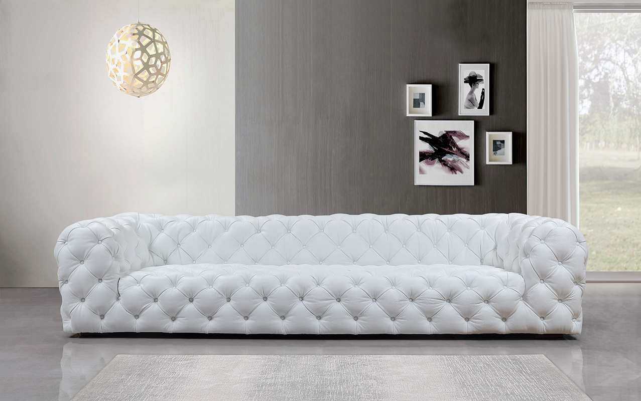 Dexter Transitional White Full Italian Leather Sofa - Image 2