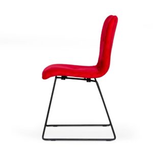Yannis - Modern Red Fabric Dining Chair (Set of 2)
