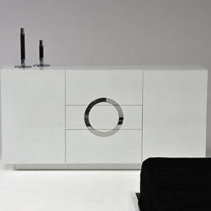 California King Ovidius - Modern White Crocodile Lacquer Bed