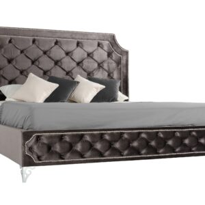 California King Leilah Transitional Tufted Fabric Bed