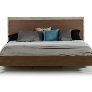 Eastern King Conner Modern Dark Walnut & Concrete Bed