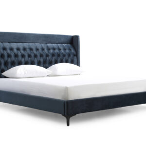 Queen Wales Modern Blue Fabric Bed