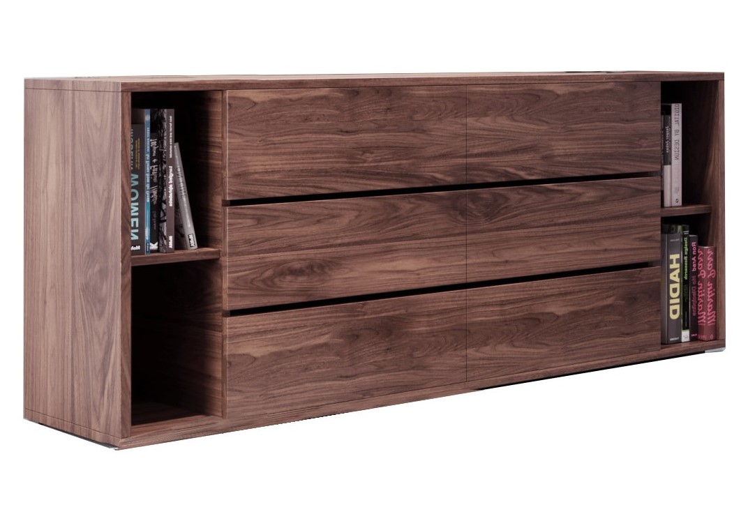 Queen Jagger Modern Dark Grey & Walnut Bedroom Set