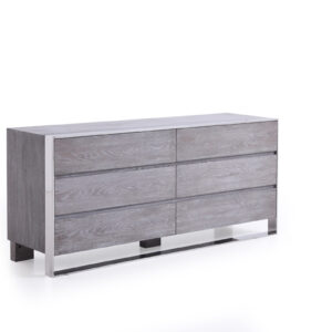 Eastern King Arlene Modern Grey Elm & Stainless Steel Bedroom Set