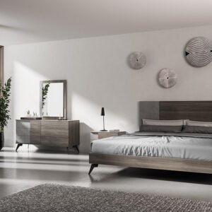 Eastern King Palermo Italian Modern Faux Concrete & Grey Bed