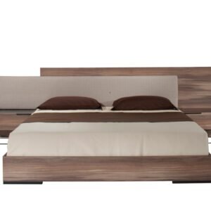 Matteo - Italian Modern Walnut & Fabric Bed
