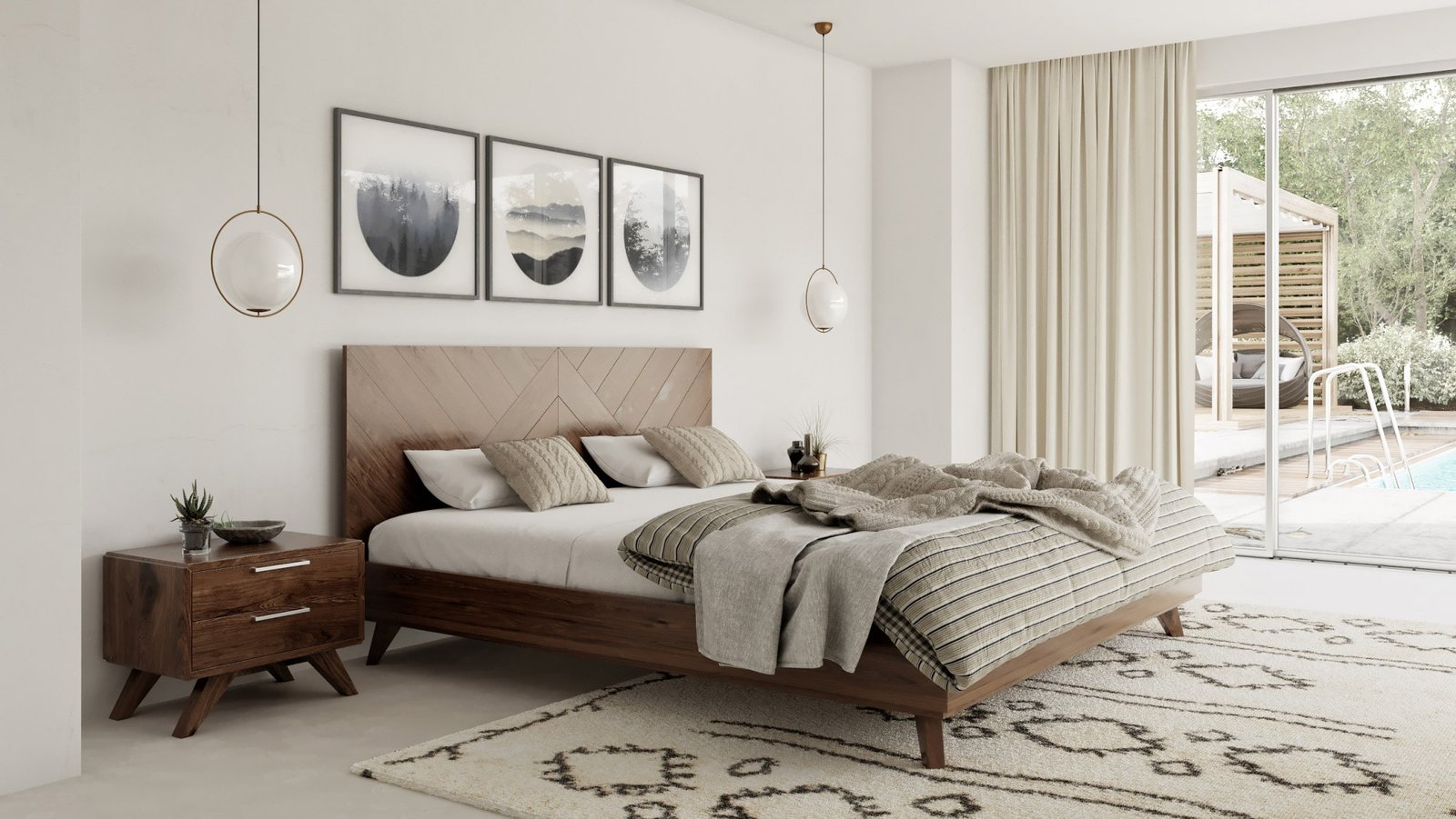 Eastern King Soren - Modern Walnut Bed