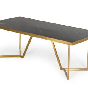 Nolte - Glam Black Zebrawood and Gold Dining Table