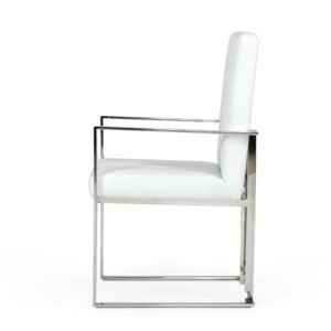 Fowler - Modern White Eco-Leather Dining Armchair