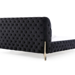 California King Legend Modern Black Velvet & Gold Bed