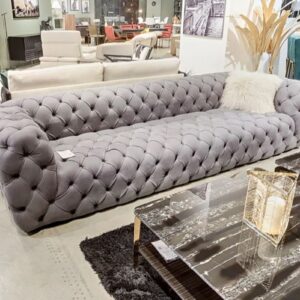 Ellington - Italian Grey Nubuck Leather 4-Seater Sofa