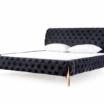 Queen Legend - Modern Black Velvet & Rosegold Bed