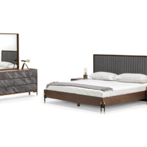 Metcalf - Mid-Century Walnut & Grey Bedroom Set