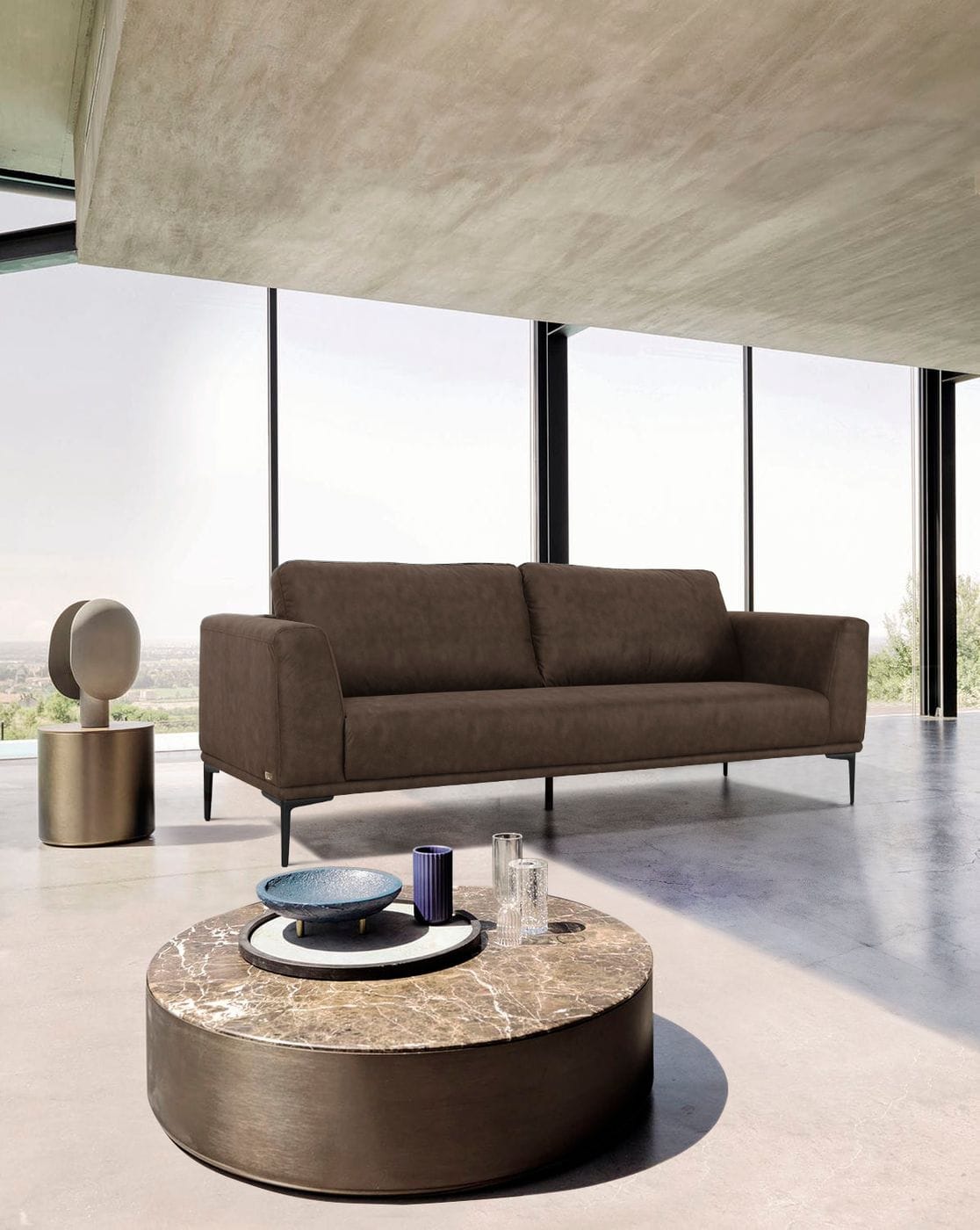 Jada - Modern Brown Fabric Loveseat