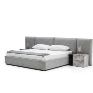 Maranello - Modern Grey Fabric Bed w/ Two Nightstands