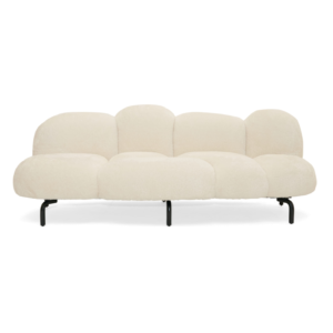 Glaster - Contemporary White Sherpa 88" Bubble Sofa
