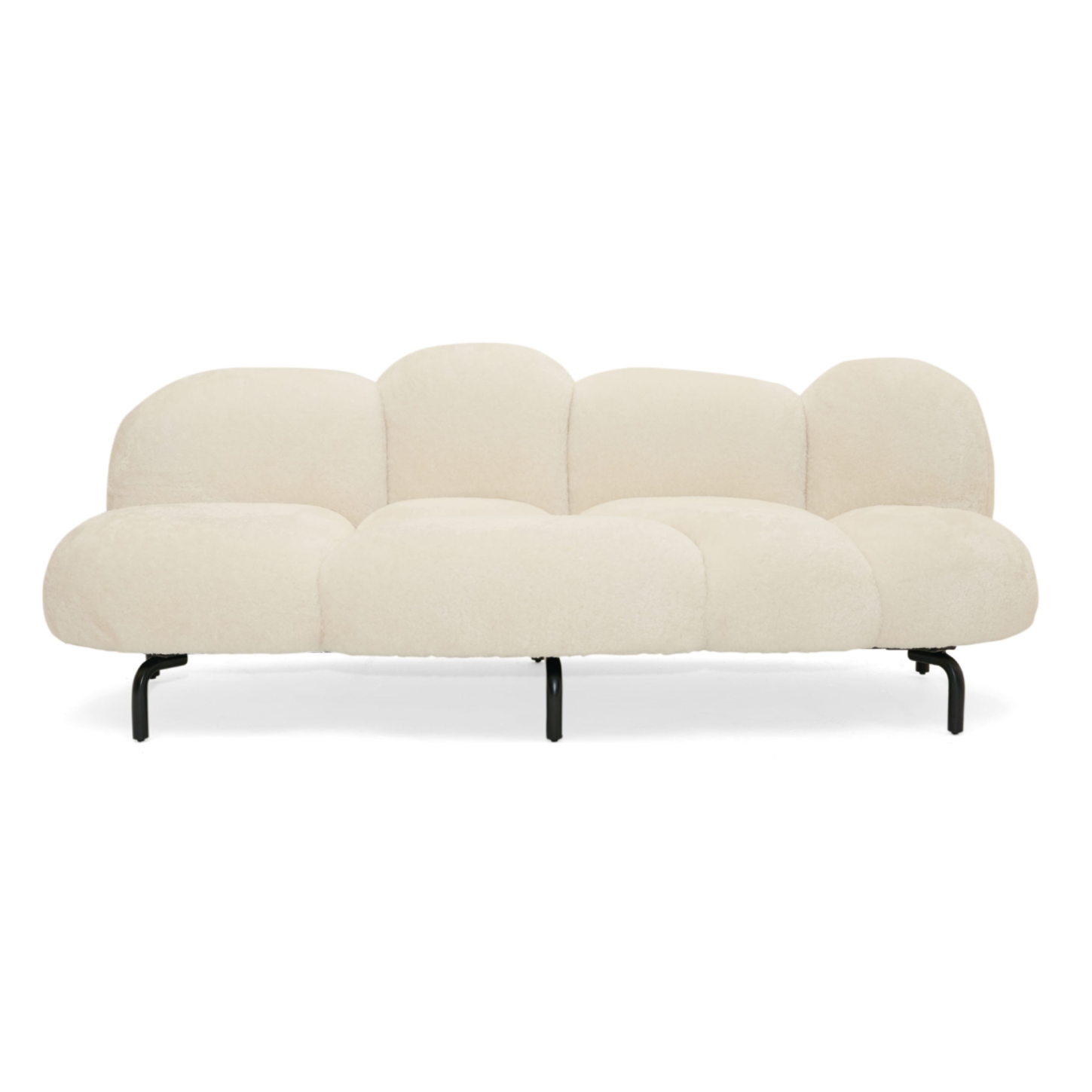 Glaster - Contemporary White Sherpa 88" Bubble Sofa