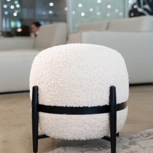 Fouston - Contemporary White Sherpa Pouf
