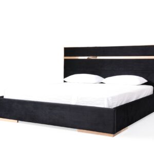 Cartier - Queen Modern Black + Rose Gold Bed + Nightstands