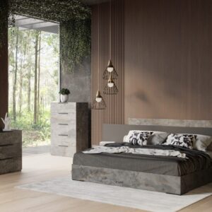 Ferrara - Eastern King Modern Volcano Oxide Grey Bed with Nightstands