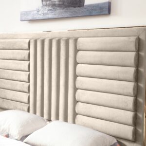 Daystar - Modern Beige Velvet & Gold Bed