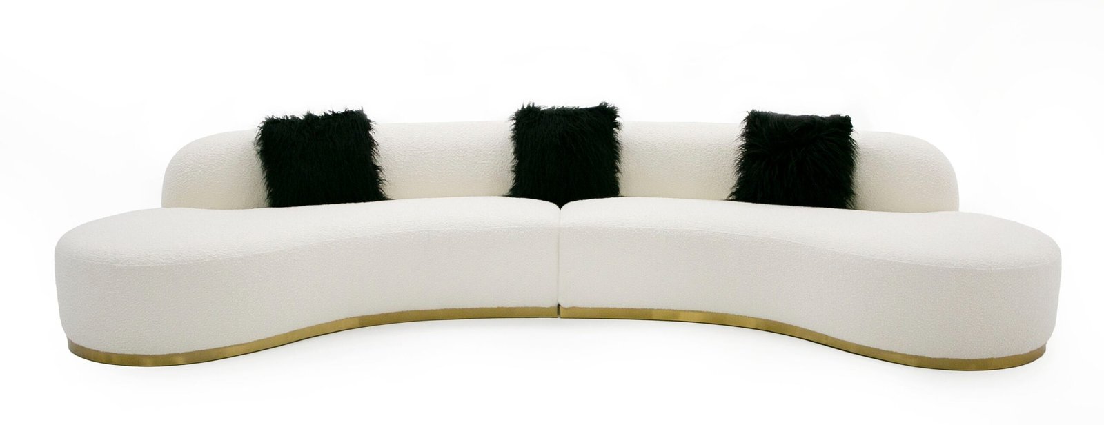 Frontier - Glam Off-White Fabric Curved Sectional Sofa with Black Pillows