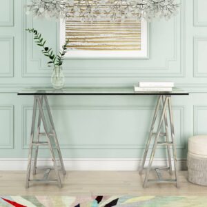 Ostro - Modern Stainless Steel + Glass Desk