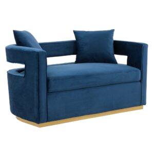 Wells - Modern Blue Velvet Loveseat