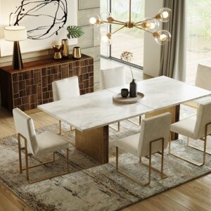 Auer - White Marble & Gold Dining Table