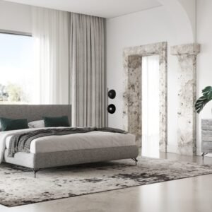 Aria - Italian Modern Grey Fabric Q Bed