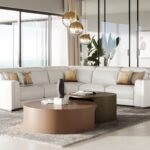 Frazier - Modern White Leather Sectional Sofa with 3 Recliners