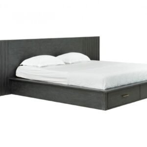 Manchester- Contemporary Platform Dark Grey Bed with Two Nightstands