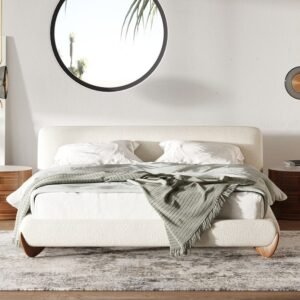 Fleury - Contemporary Cream Fabric and Walnut Q Bedroom Set