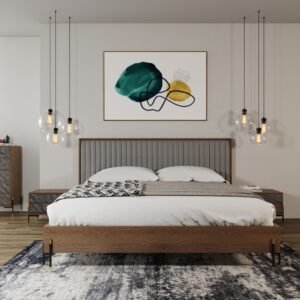Metcalf - Mid-Century Walnut & Grey CK Bed