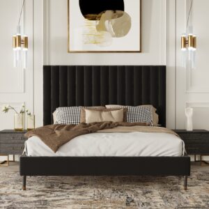 Hemlock Howard- Modern Dark Grey Velvet and Shagreen Grey EK Bedroom Set