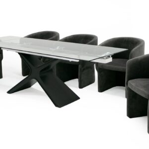 Adler - Modern Black Glass Extendable 63"/94.5" Dining Table