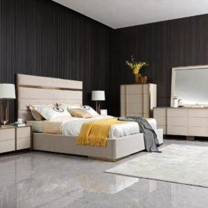 Cartier - Modern Beige Shagreen and Brushed Brass Dresser