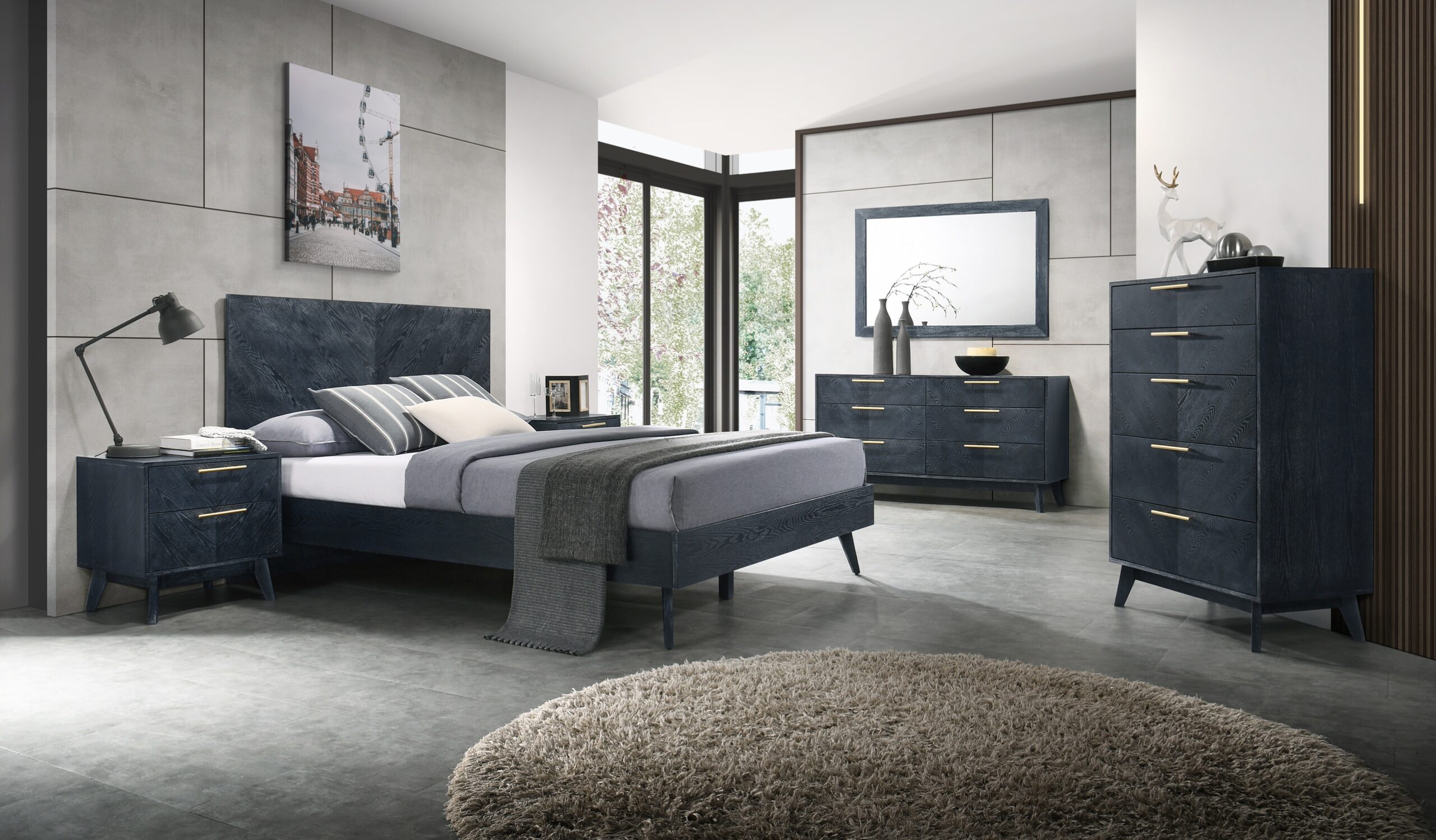 Diana - Queen Modern Grey Ash Bedroom Set