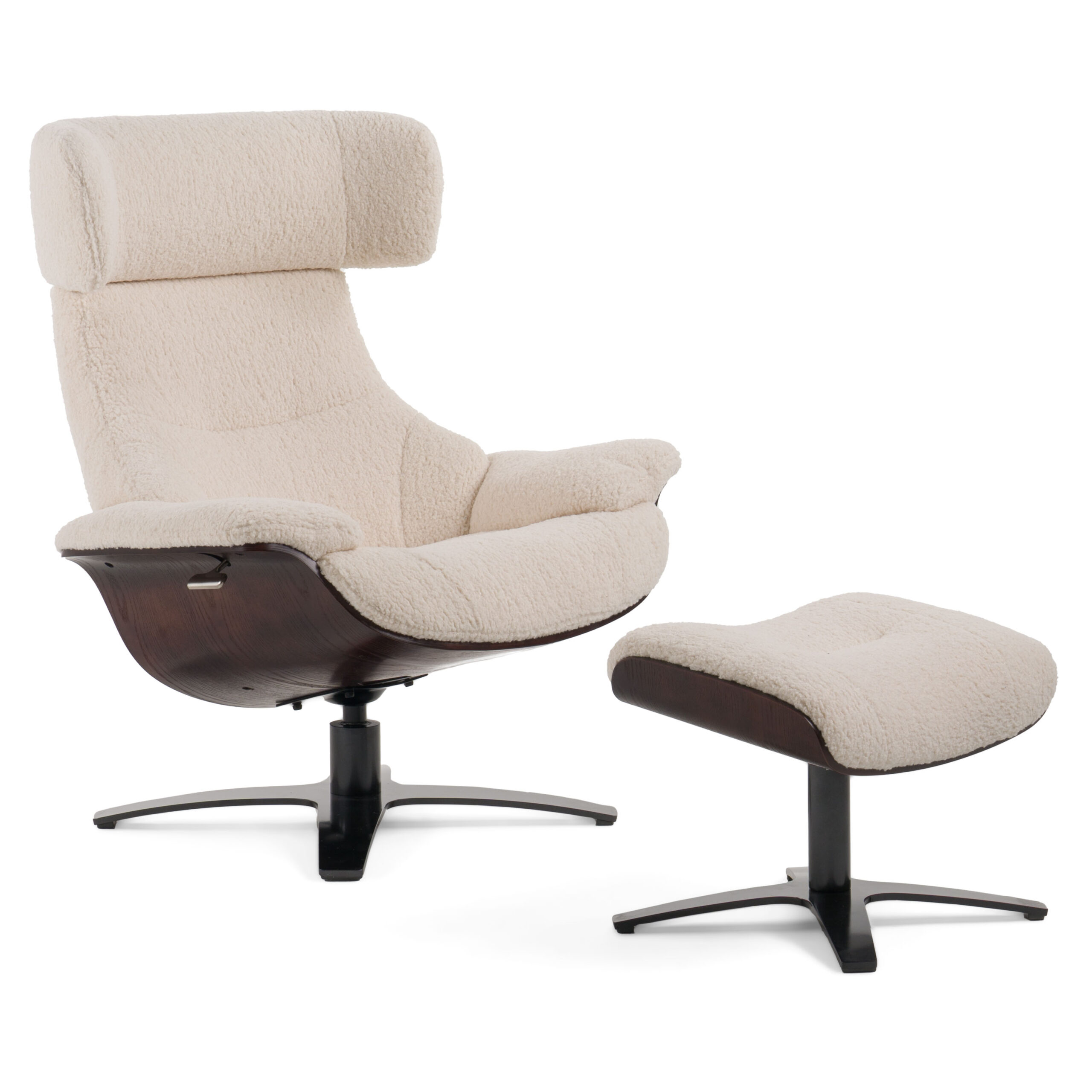 Zahara Modern Beige Lounge Chair & Ottoman