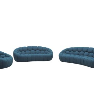 Yolonda - Modern Curved Dark Teal Fabric Sofa Set