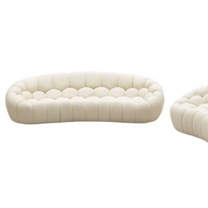 Yolonda - Modern Curved Off-White Fabric Sofa Set