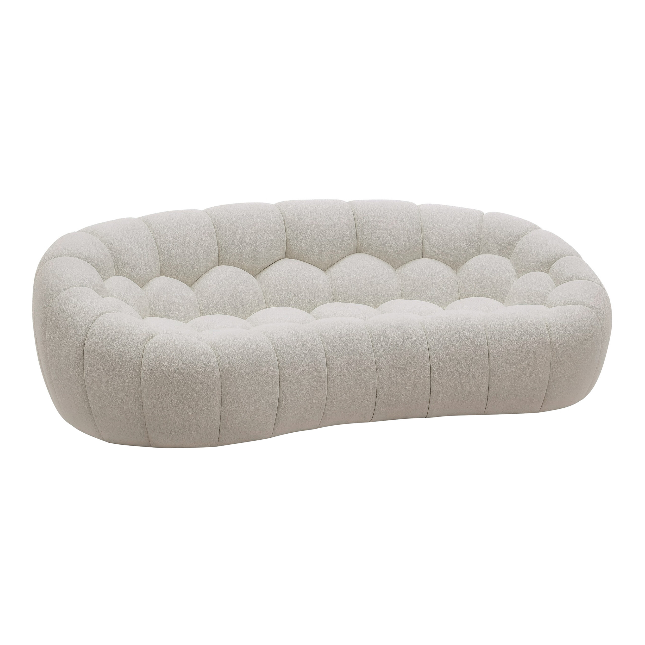 Yolonda - Modern Curved Off-White Fabric Loveseat