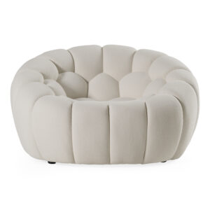 Yolonda - Modern Curved Off-White Fabric Chair