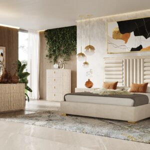 Roma - Modern Faux Travertine + Gold Chest