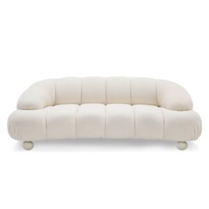 Duran - Contemporary White Fabric Loveseat Sofa