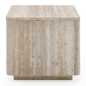 Roma - Modern Faux Travertine Square End Table