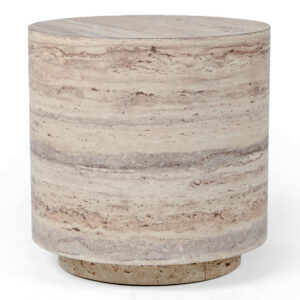 Roma - Modern Faux Travertine Round End Table